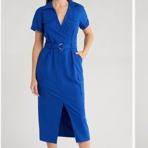 **NWT** Cobalt Blue Derek Lam 10 Crosby Lucy Belted Utility Dress, 4